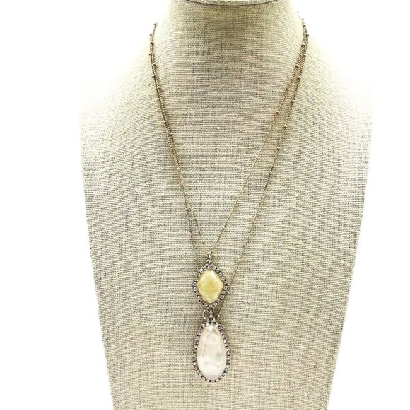 ANN TAYLOR FACTORY Pendant Necklace Gold Tone Faux Stone Bling Sparkle Party - Picture 1 of 9